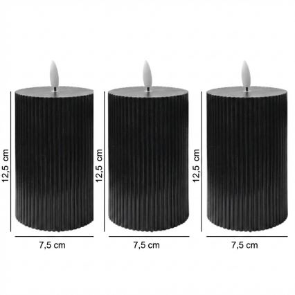 SET 3x LED-kaarsen BRILLO LED/2xAA 12,5 cm zwart + afstandsbediening