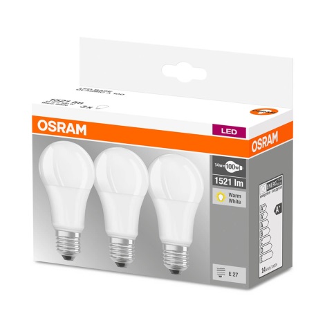 SET 3x LED Lamp A60 E27/13W/230V 2700K - Osram