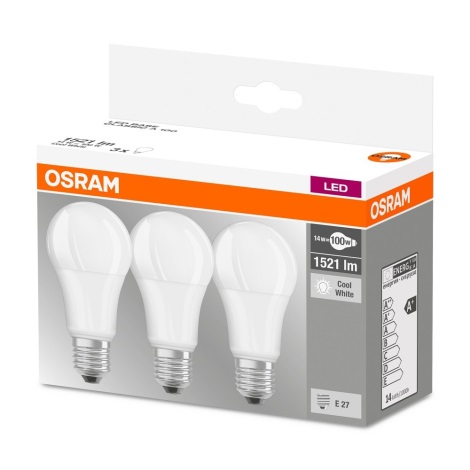 SET 3x LED Lamp A60 E27/13W/230V 4000K - Osram