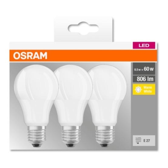 majoor Hij jas SET 3x LED Lamp BASE E27/8,5W/230V 2700K - Osram | Lampenmanie