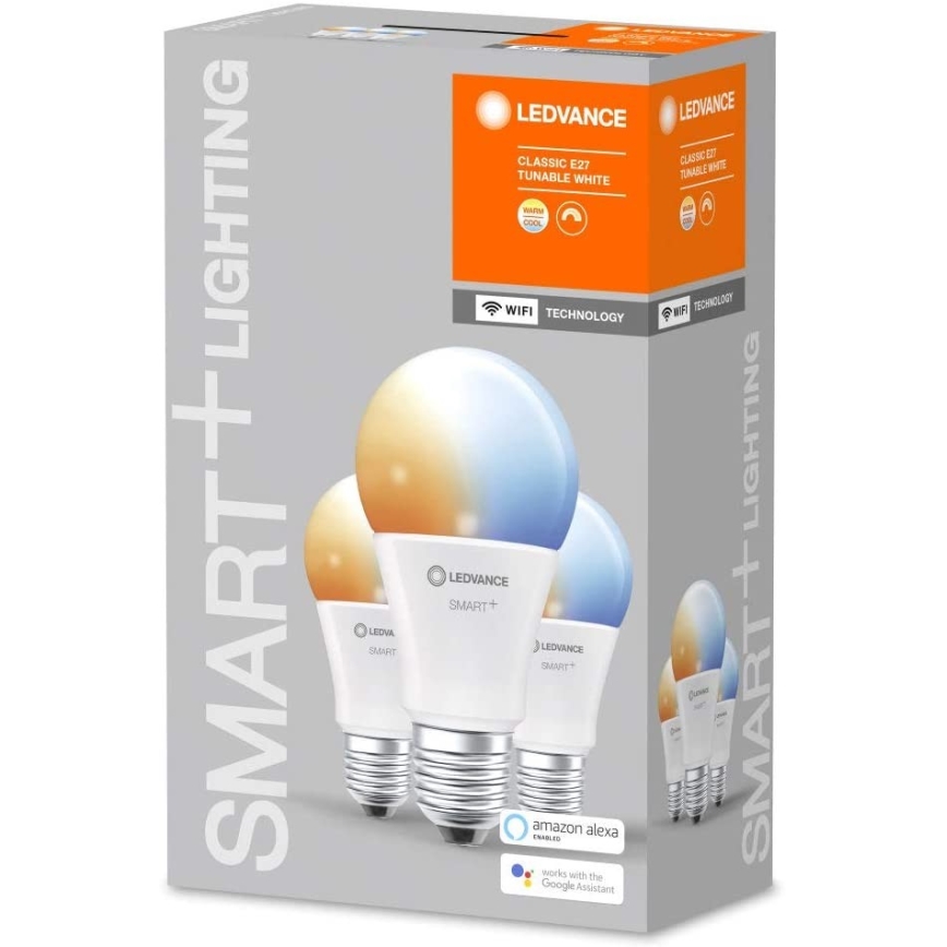 SET 3x LED Lamp dimbaar SMART + E27 / 9,5W / 230V 2.700K-6.500K Ledvance