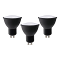 SET 3x LED Lamp ECOLINE GU10/6W/230V 4000K zwart - Brilagi