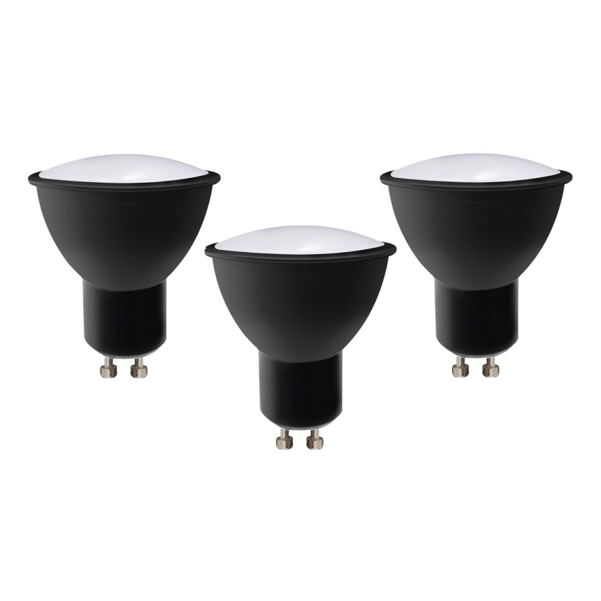 SET 3x LED Lamp ECOLINE GU10/6W/230V 4000K zwart - Brilagi