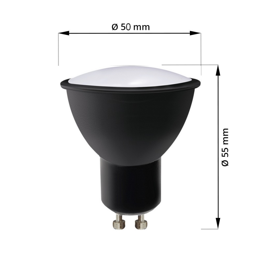 SET 3x LED Lamp ECOLINE GU10/6W/230V 4000K zwart - Brilagi
