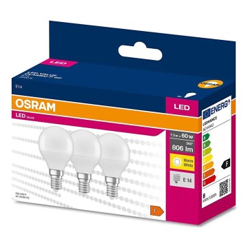 SET 3x LED Lamp P45 E14/7,5W/230V 3000K - Osram