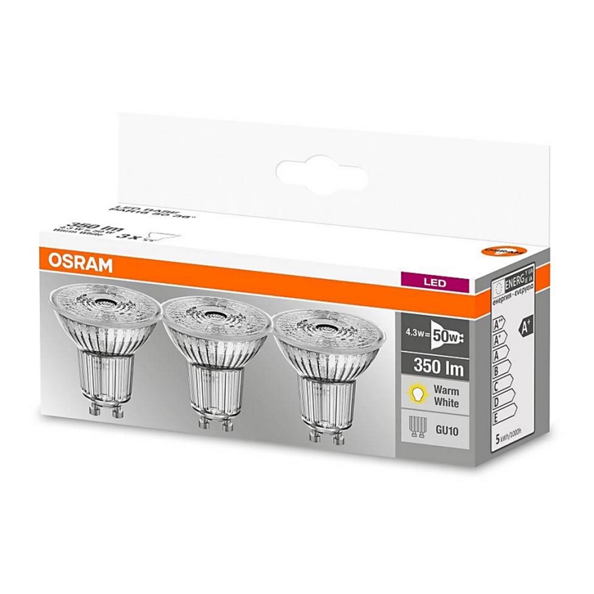 SET 3x LED Lamp PAR16 GU10/4,3W/230V 2700K - Osram