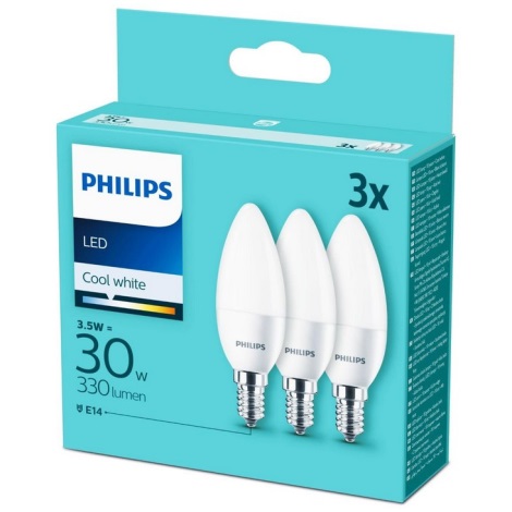 SET 3x LED Lamp Philips B35 E14/3,5W/230V 4000K