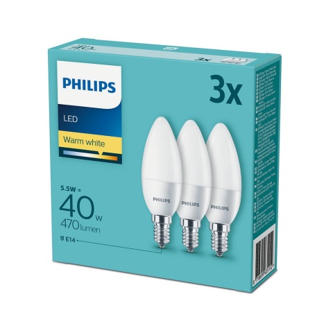 SET 3x LED Lamp Philips E14/5,5W/230V 2700K