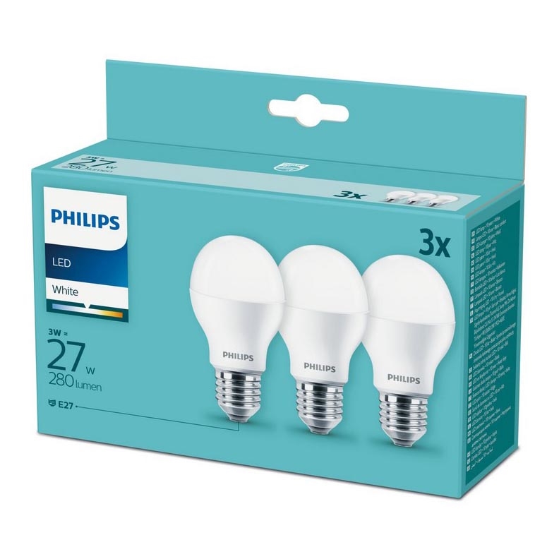 SET 3x LED Lamp Philips E27/3W/230V 3000K