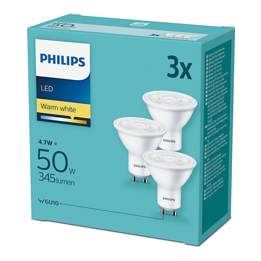 SET 3x LED Lamp Philips GU10/4,7W/230V 2700K