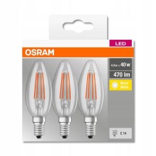 SET 3x LED Lamp VINTAGE B40 E14/4W/230V 2700K - Osram
