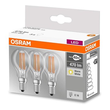 SET 3x LED Lamp VINTAGE P40 E14/4W/230V 2700K - Osram