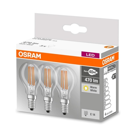 SET 3x LED Lamp VINTAGE P40 E14/4W/230V 2700K - Osram