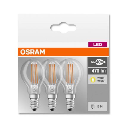 SET 3x LED Lamp VINTAGE P40 E14/4W/230V 2700K - Osram