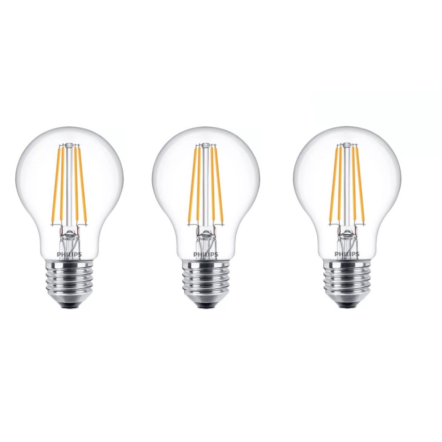 SET 3x LED Lamp VINTAGE Philips A60 E27/7W/230V 2700K