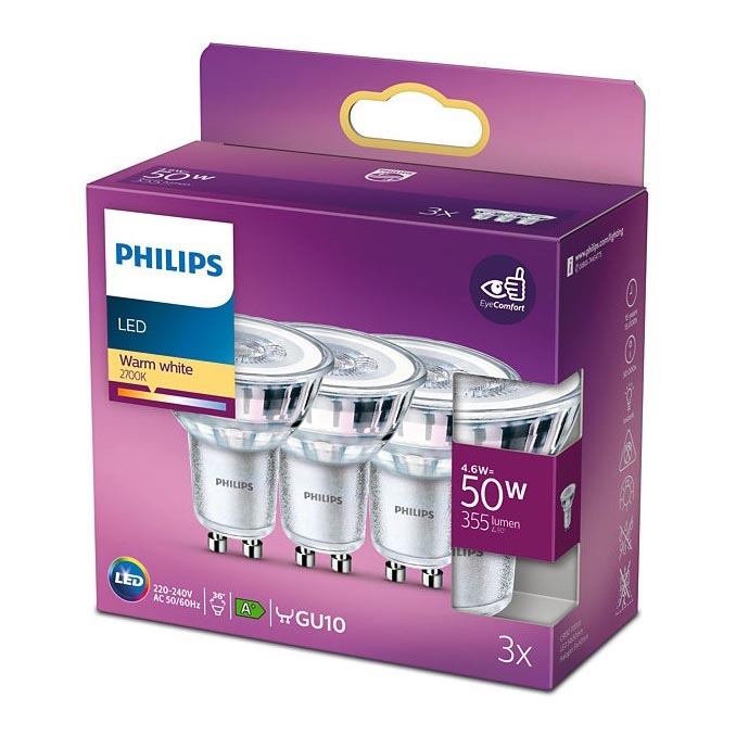 SET 3x LED Lampen Philips GU10/4,6W/230V 2700K