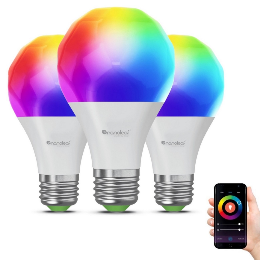 SET 3x LED RGBW dimbare lamp ESSENTIALS A60 E27/8,5W/230V CRI 90 2700-6500K Wi-Fi - Nanoleaf
