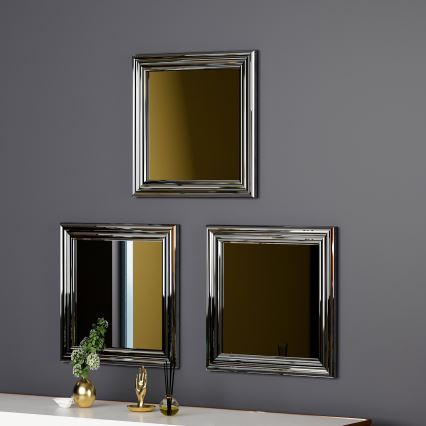 SET 3x muur spiegel OTTO 40x40 cm zilver