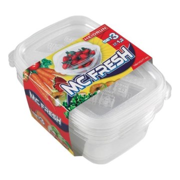 SET 3x Voedselcontainer 1,2 l transparant