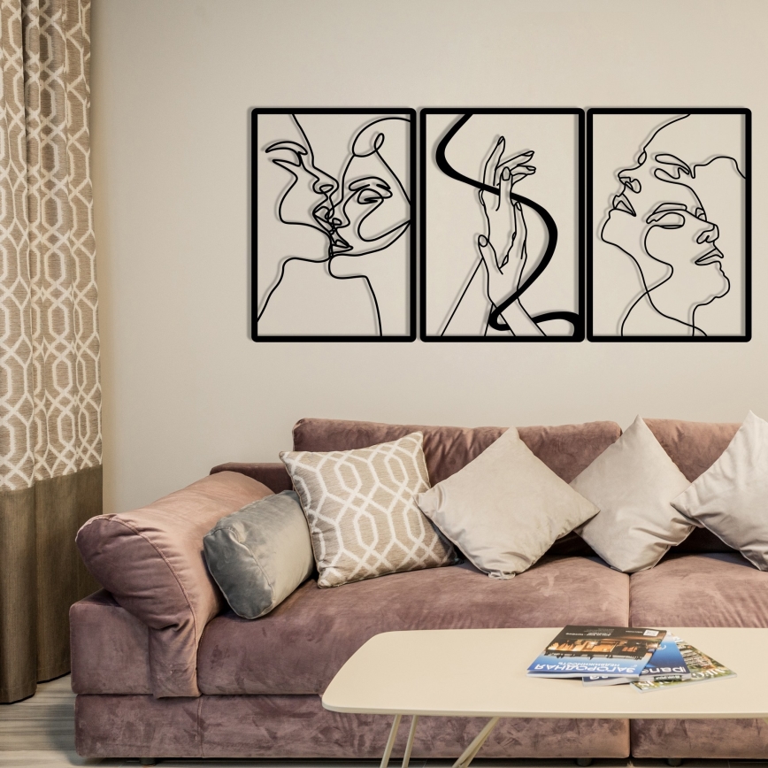 SET 3x wand decoratie 109x50 cm liefde metaal
