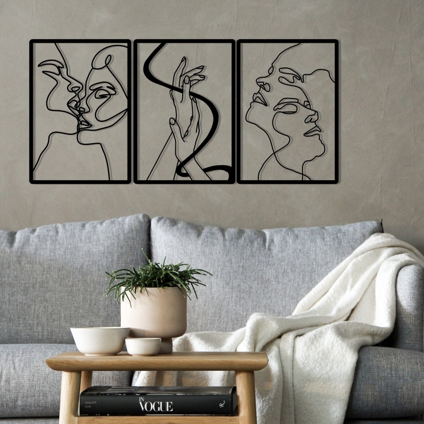 SET 3x wand decoratie 109x50 cm liefde metaal