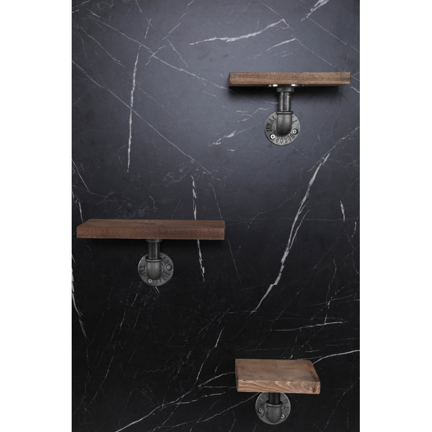 SET 3x Wandplank BORURAF vuren/zwart