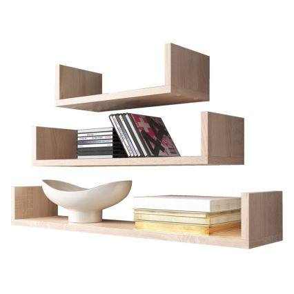 SET 3x Wandplank TRIO eik Sonoma