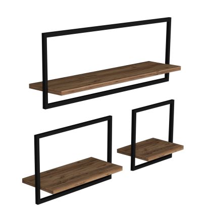 SET 3x Wandplank YESO bruin/zwart