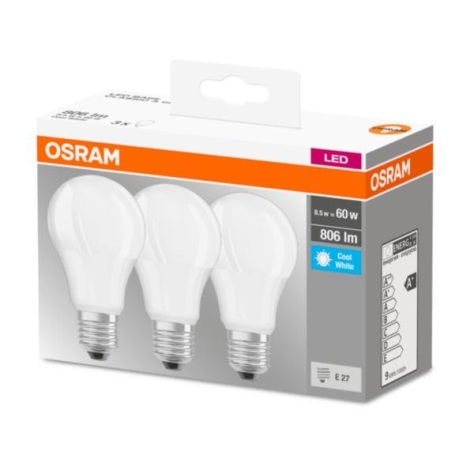 SET 3xLED Lamp E27/8,5W/230V - Osram