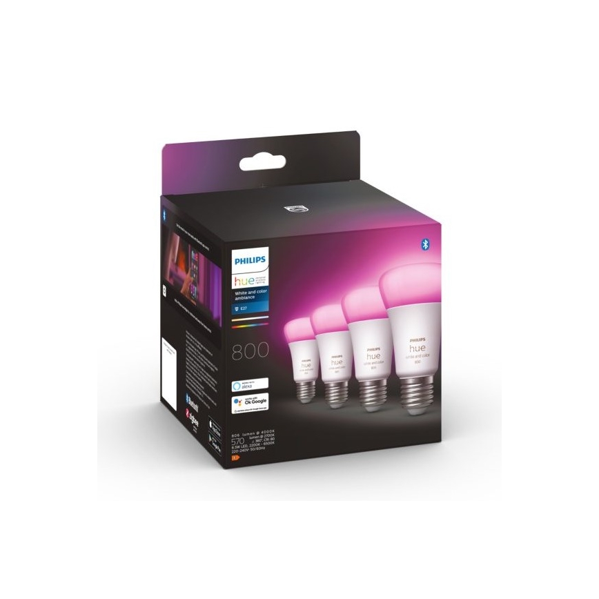 SET 4x Dimbare LED Lamp Philips Hue White And Color Ambience E27/6,5W/230V 2000-6500K
