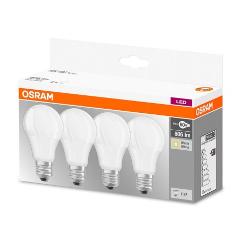 SET 4x LED Lamp A60 E27/9W/230V 2700K - Osram