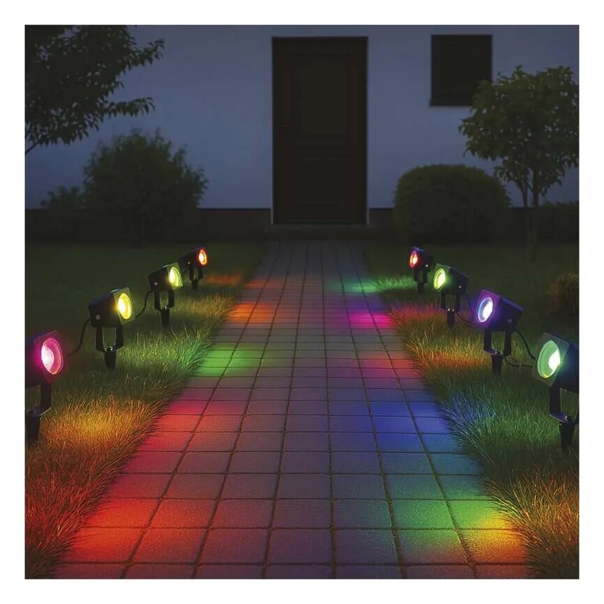 SET 4x LED RGBIC Dimbaar buitenshuis lamp LED/7W/230V 3000-6500K IP65 Wi-Fi Tuya
