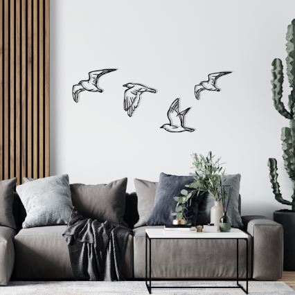 SET 4x Wanddecoratie vogels metaal