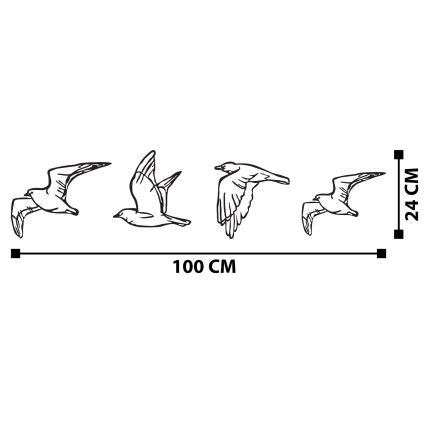 SET 4x Wanddecoratie vogels metaal