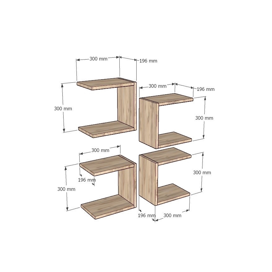SET 4x Wandplank BASE bruin