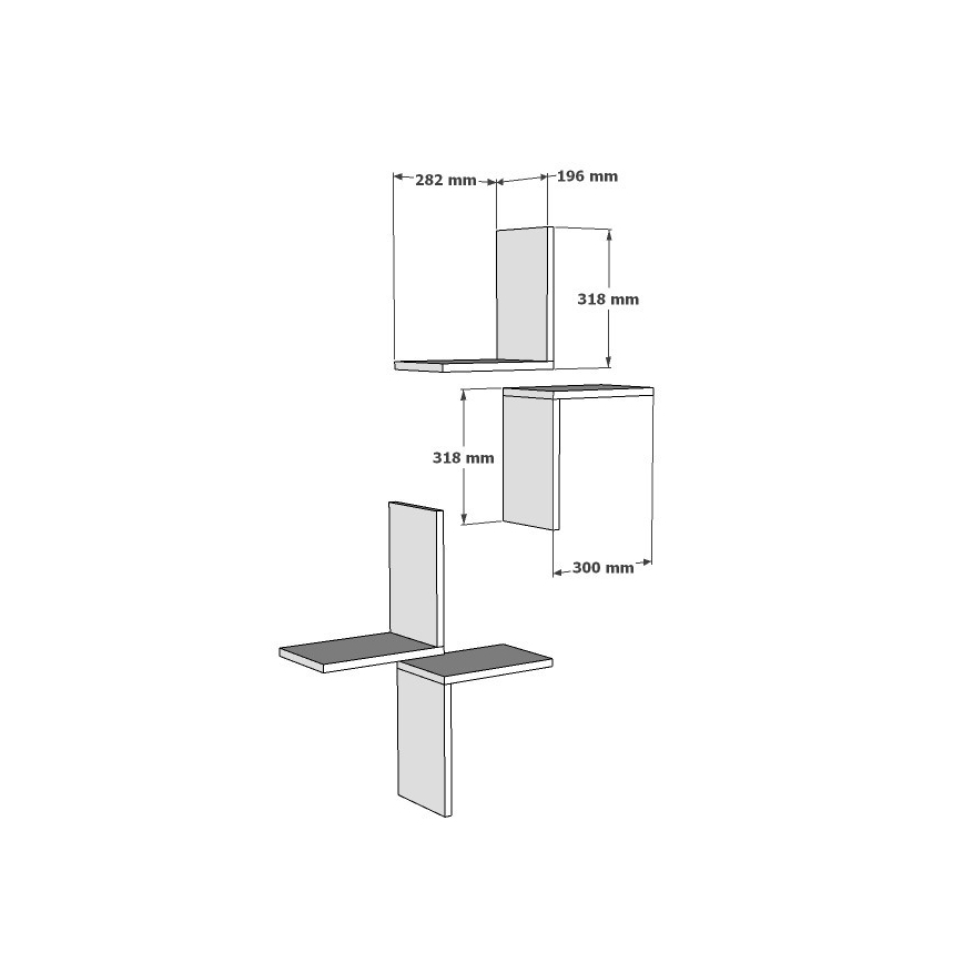SET 4x Wandplank FACE 32x28 cm wit