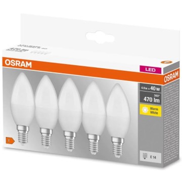 SET 5x LED lamp BASE B40 E14/4,9W/230V 2700K - Osram