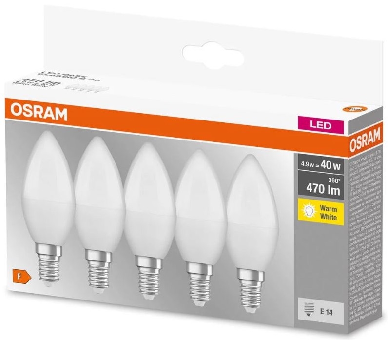 SET 5x LED lamp BASE B40 E14/4,9W/230V 2700K - Osram