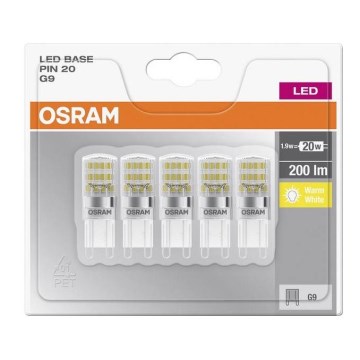 SET 5x LED Lamp BASE G9/1,9W/230V 2700K - Osram