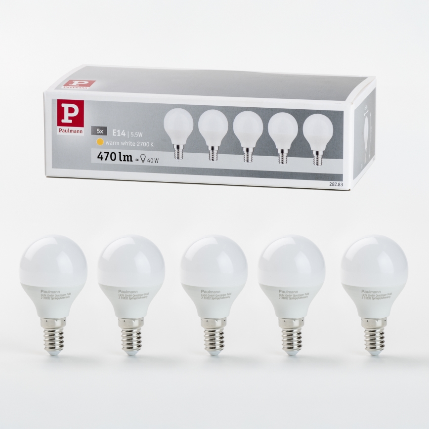 SET 5x LED Lamp P45 E14/5,5W/230V 2700K - Paulmann 28783