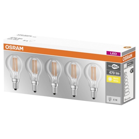 SET 5x LED  lamp VINTAGE E14/4W/230V 2700K - Osram