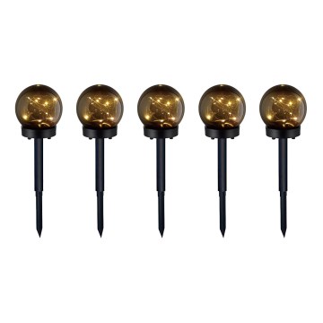 SET 5x LED Solar lamp 5xLED/0,12W/1,2V 3000K IP44 zwart