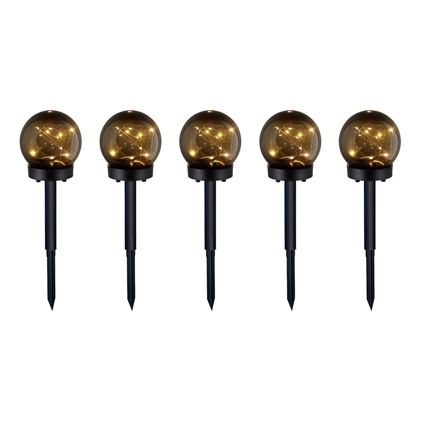 SET 5x LED Solar lamp 5xLED/0,12W/1,2V 3000K IP44 zwart