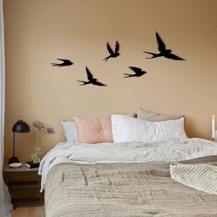 SET 5x wand decoratie vogels metaal