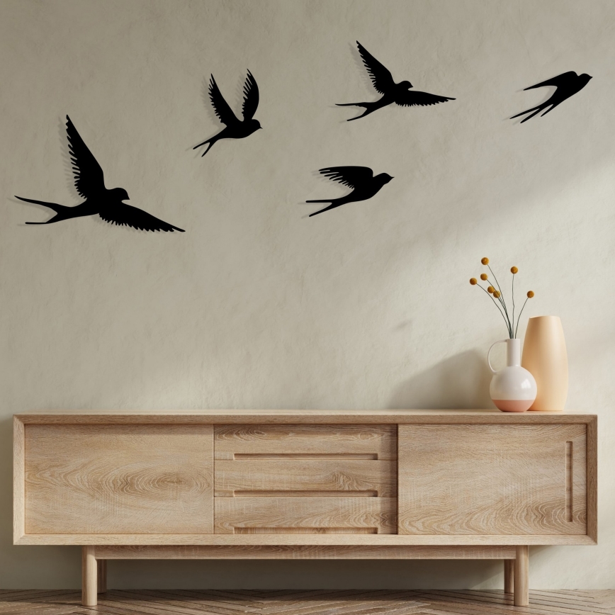 SET 5x wand decoratie vogels metaal