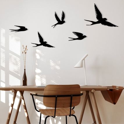 SET 5x wand decoratie vogels metaal