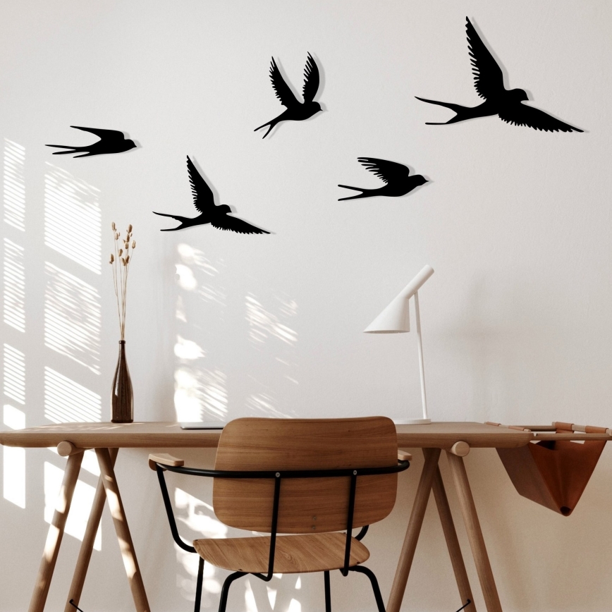 SET 5x wand decoratie vogels metaal