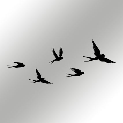 SET 5x wand decoratie vogels metaal