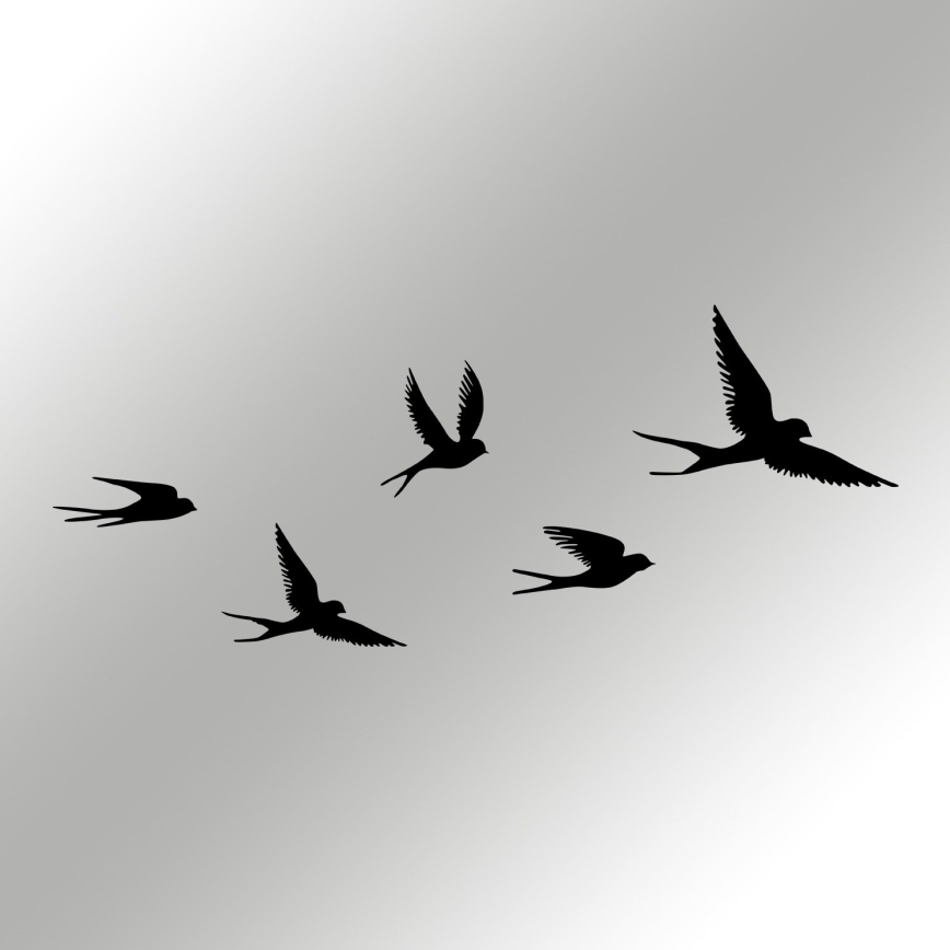 SET 5x wand decoratie vogels metaal
