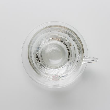 Set 6x glazen kop met schotel doorzichtig boeket Nr. 5